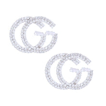 Load image into Gallery viewer, Silver Pave Designer G Logo Studs
