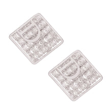Load image into Gallery viewer, Silver Pave Square Tray D Studs
