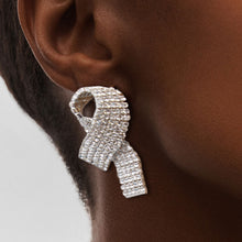 Load image into Gallery viewer, Clear Pave Cancer Ribbon Studs
