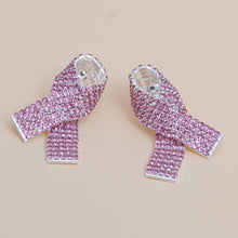 Load image into Gallery viewer, Pink Pave Cancer Ribbon Studs
