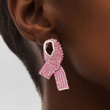 Load image into Gallery viewer, Pink Pave Cancer Ribbon Studs
