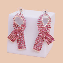 Load image into Gallery viewer, Pink Pave Cancer Ribbon Studs
