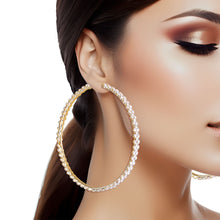 Load image into Gallery viewer, Gold Separated Stone Set Hoops
