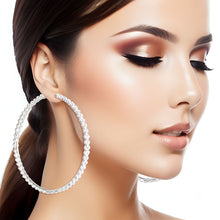 Load image into Gallery viewer, Silver Separated Stone Set Hoops
