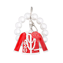 Load image into Gallery viewer, Red and White Sorority Keychain
