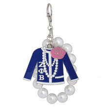 Load image into Gallery viewer, Blue White Sorority Keychain
