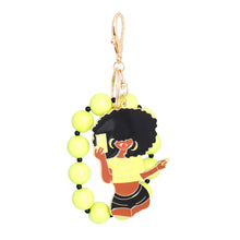 Load image into Gallery viewer, Neon Green Black Girl Magic Keychain
