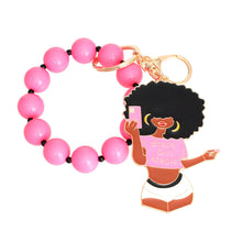 Load image into Gallery viewer, Pink Black Girl Magic Keychain
