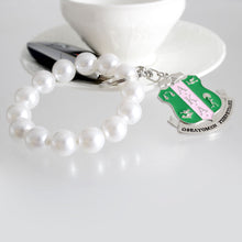 Load image into Gallery viewer, White Pearl Shield Keychain

