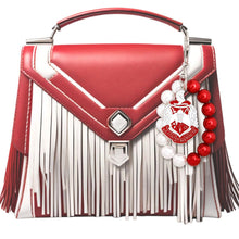Load image into Gallery viewer, Red White Pearl Shield Keychain
