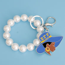 Load image into Gallery viewer, Blue Gold Hat Pearl Keychain
