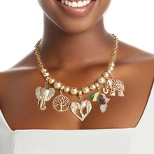 Load image into Gallery viewer, Gold African Elephant Charm Chain
