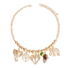 Load image into Gallery viewer, Gold African Elephant Charm Chain
