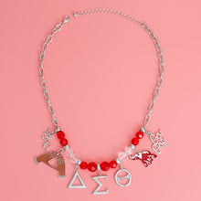 Load image into Gallery viewer, Red Clear Bead Delta Necklace
