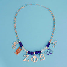 Load image into Gallery viewer, Blue Clear Bead Zeta Necklace
