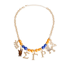 Load image into Gallery viewer, Blue Gold Pearl Sigma Necklace
