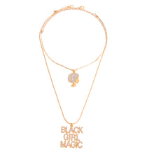 Load image into Gallery viewer, Gold Double Chain Black Girl Magic Necklace
