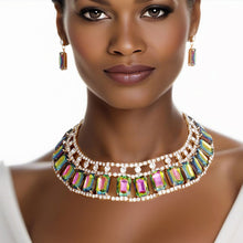 Load image into Gallery viewer, Pink Green Radiant Crystal Collar Set
