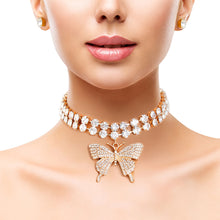 Load image into Gallery viewer, Gold 2 Row Butterfly Choker
