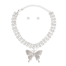 Load image into Gallery viewer, Silver 2 Row Butterfly Choker
