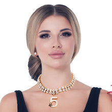 Load image into Gallery viewer, Gold Crystal Designer 5 Choker Set
