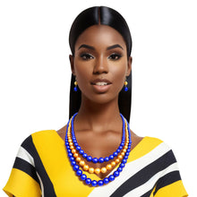 Load image into Gallery viewer, Pearl Necklace Blue Gold 3 Strand for Women
