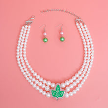 Load image into Gallery viewer, Pearl Necklace Green Tea Rose AKA Set for Women

