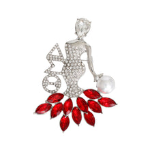 Load image into Gallery viewer, Red Silver Woman Sorority Pin
