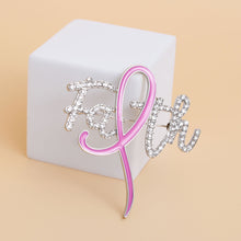 Load image into Gallery viewer, Pink Ribbon Silver Faith Brooch
