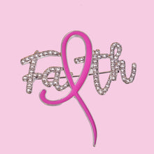 Load image into Gallery viewer, Pink Ribbon Silver Faith Brooch
