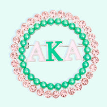 Load image into Gallery viewer, Brooch Pink Green AKA Round Pin for Women
