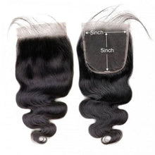 Load image into Gallery viewer, 5×5 HD Lace Closure Pre-Plucked With Baby Hair 16~22inch Brazilian Body Wave Virgin Human Hair Lace Closure
