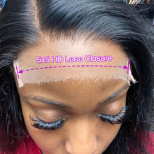 Load image into Gallery viewer, 5×5 HD Lace Closure Pre-Plucked With Baby Hair 16~22inch Brazilian Body Wave Virgin Human Hair Lace Closure
