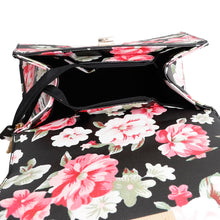 Load image into Gallery viewer, Black Floral Flal Top Handle Handbag Set
