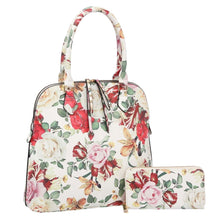 Load image into Gallery viewer, White Floral Tall Dome Satchel Bag Set
