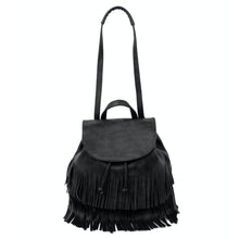 Load image into Gallery viewer, Black Double Fringe Convertible Backpack
