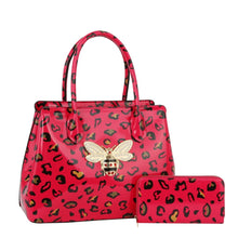 Load image into Gallery viewer, Fuchsia Leopard Patent Handbag Set
