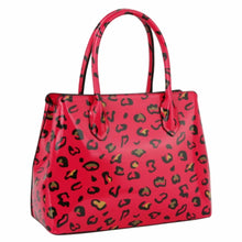 Load image into Gallery viewer, Fuchsia Leopard Patent Handbag Set
