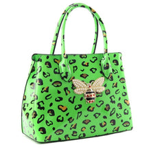Load image into Gallery viewer, Neon Green Leopard Patent Handbag Set
