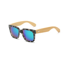 Load image into Gallery viewer, Black and White Wooden Wayfarer Glasses
