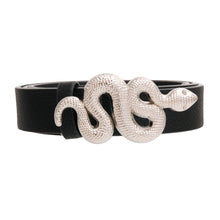 Load image into Gallery viewer, Black and Silver Snake Designer Belt
