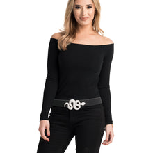 Load image into Gallery viewer, Black and Silver Snake Designer Belt
