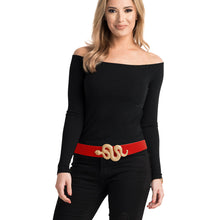 Load image into Gallery viewer, Red and Gold Snake Designer Belt
