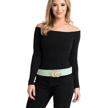 Load image into Gallery viewer, Mint and Gold CC Designer Belt
