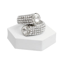 Load image into Gallery viewer, Round Silver Crystal Hinge Cuff
