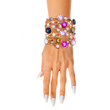 Load image into Gallery viewer, Multi Color Round Crystals Cuff
