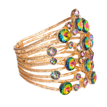 Load image into Gallery viewer, Pink Green Round Crystals Cuff
