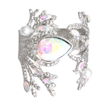 Load image into Gallery viewer, Aurora Borealis Silver Branched Crystal Cuff
