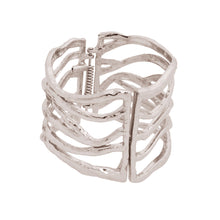 Load image into Gallery viewer, Silver Textured Cut Out Metal Cuff

