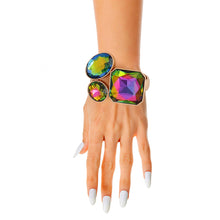 Load image into Gallery viewer, Multi Crystal Gold Hinge Cuff
